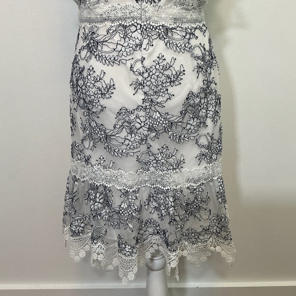 Adelyn Rae White & Navy Embroidered Lace Fit & Flare Dress Size M - Picture 5 of 9